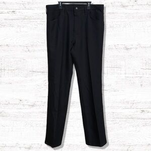 Vintage Wrangler Men’s Black Polyester Slim Boot Creased Pants Size 35x34